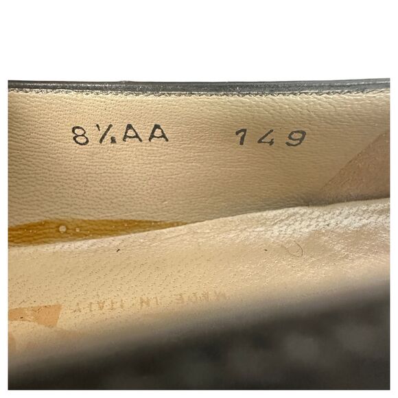 Salvatore Ferragamo Black Leather Square Toe Pumps Heels Size 8.5 AA Narrow - Picture 8 of 10